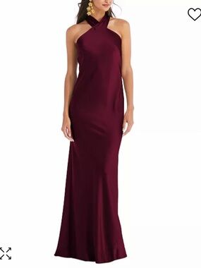 Dessy Collection Lovely Draped Halter Gown Cabernet Wine Burgundy